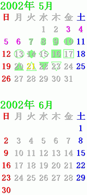 WtCal マーク表示